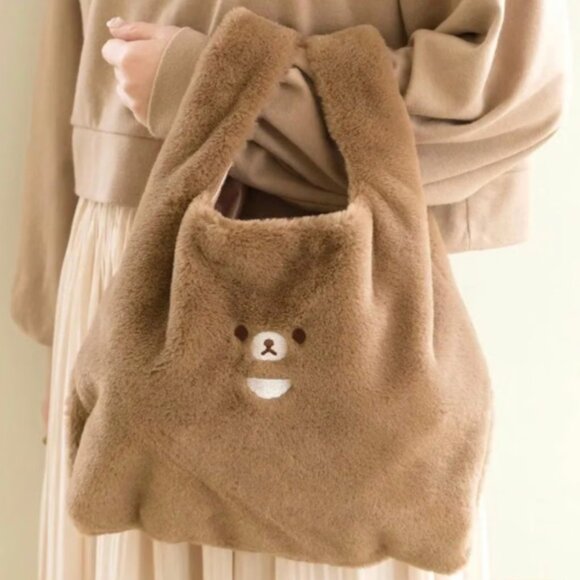 San-X Handbags - Chairoikoguma Plush Tote Bag
